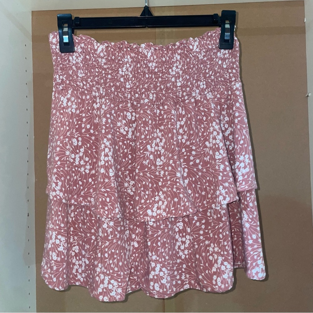 No Boundaries Pink and White Floral Skirt